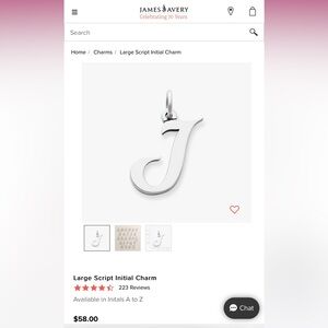 JAMES AVERY J Large Script Initial Charm